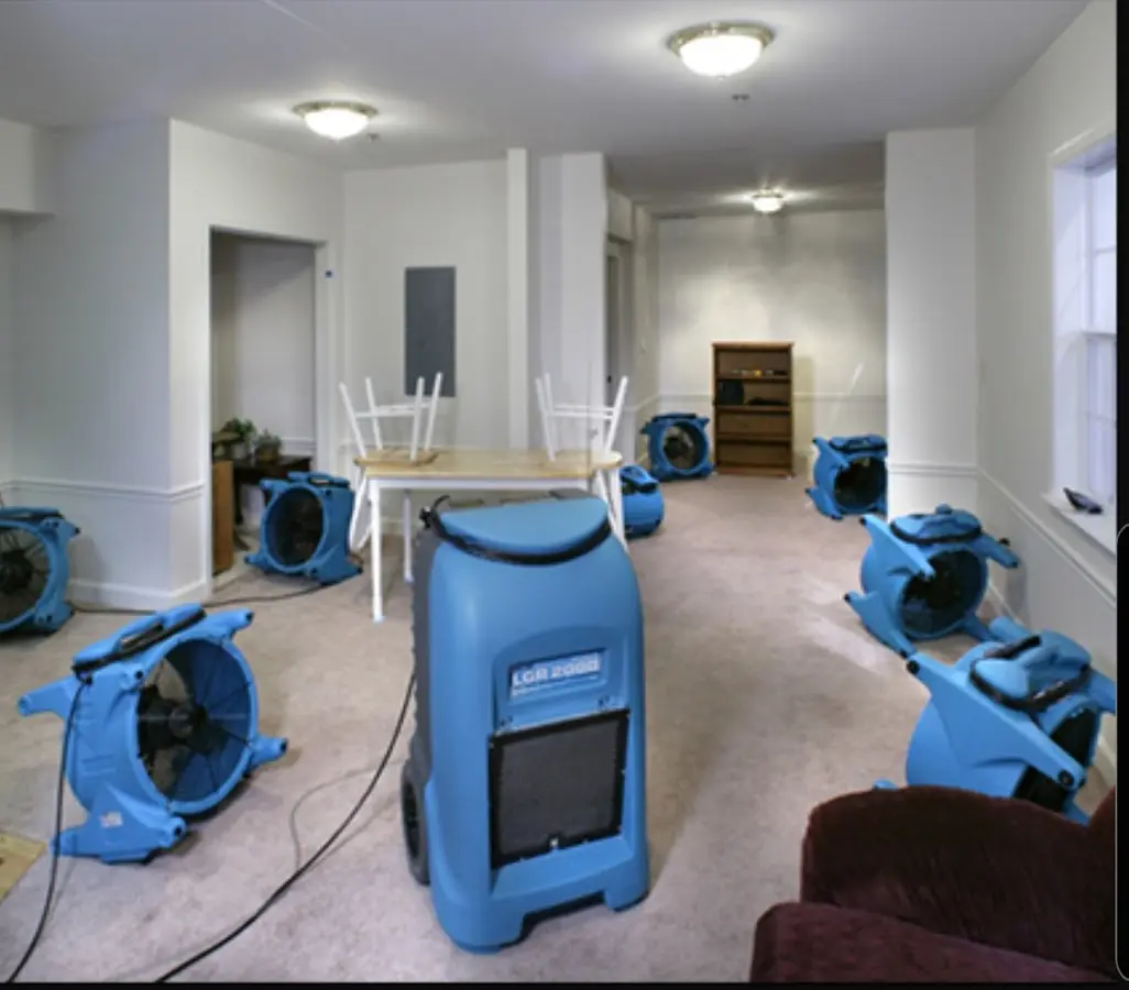 Air movers and dehumidifier setup for Water Extraction & Removal in Ellisville